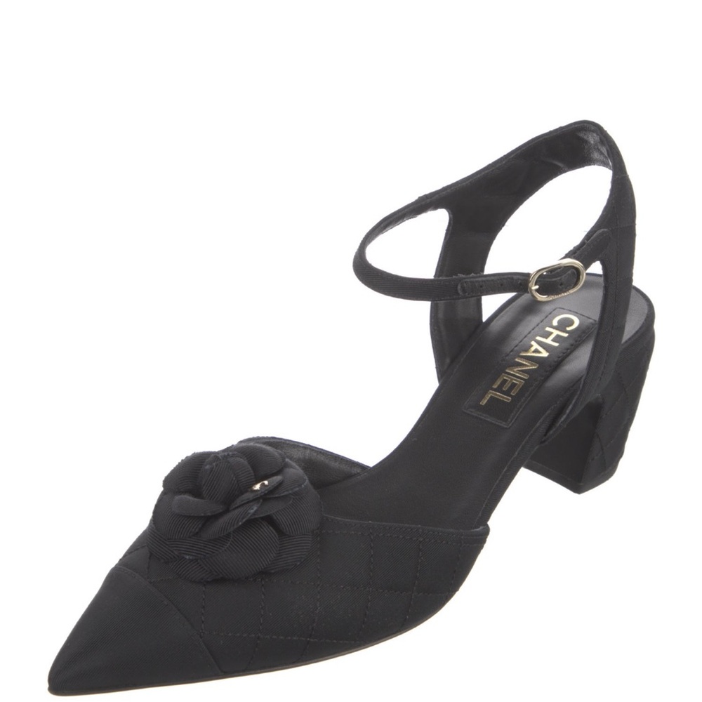 100% authentic Chanel 2021 Interlocking CC Logo Slingback Pumps Sz US 9 EU 40.5